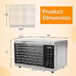 Food Dehydrator Dryer Machine 85°F-160°F with 8 Detachable Mesh Trays & Timer