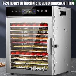 Food Dehydrator Stainless Steel Large Capacity 12-Tray Jerky Dryer trusted
