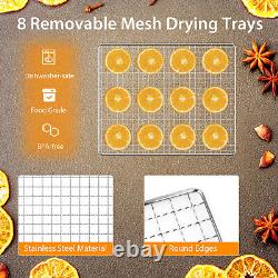 Food Dryer 85°F-160°F Food-grade Stainless Steel with 8 Detachable Food Trays